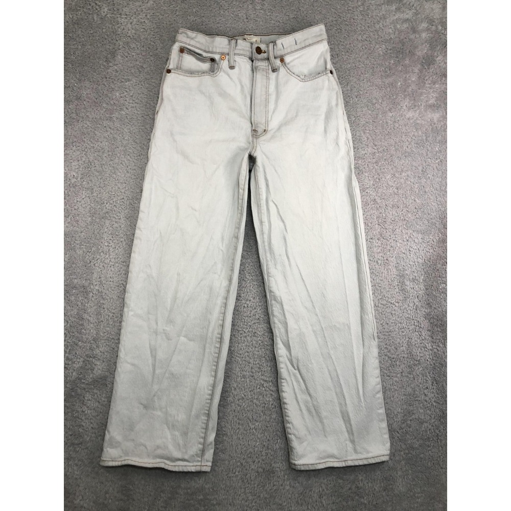 Madewell Jeans 27x26 Light Blue The Perfect Vintage Wide-Leg Crop Distressed